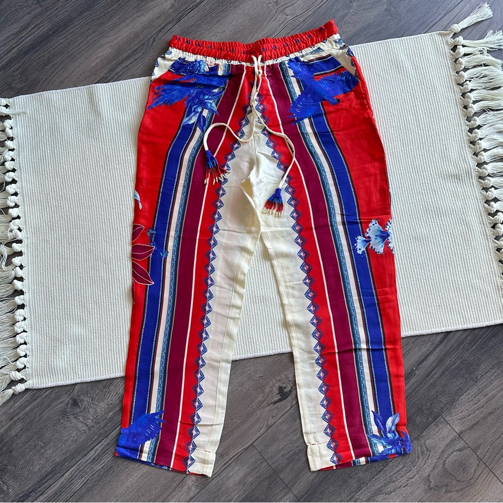 FARM RIO Macaw-Print Scarf Pants